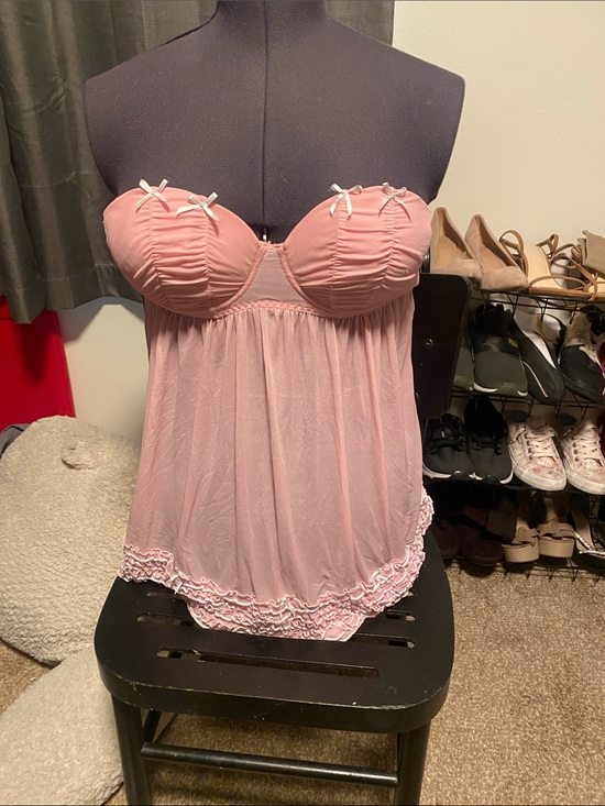 Other - Strapless Pink Babydoll Chemise with Ruffle Hem